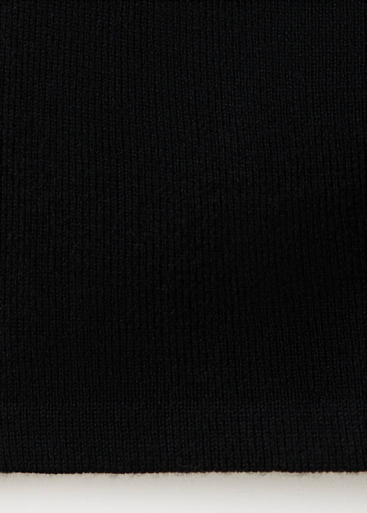 Ribbed polo collar cardigan — Black