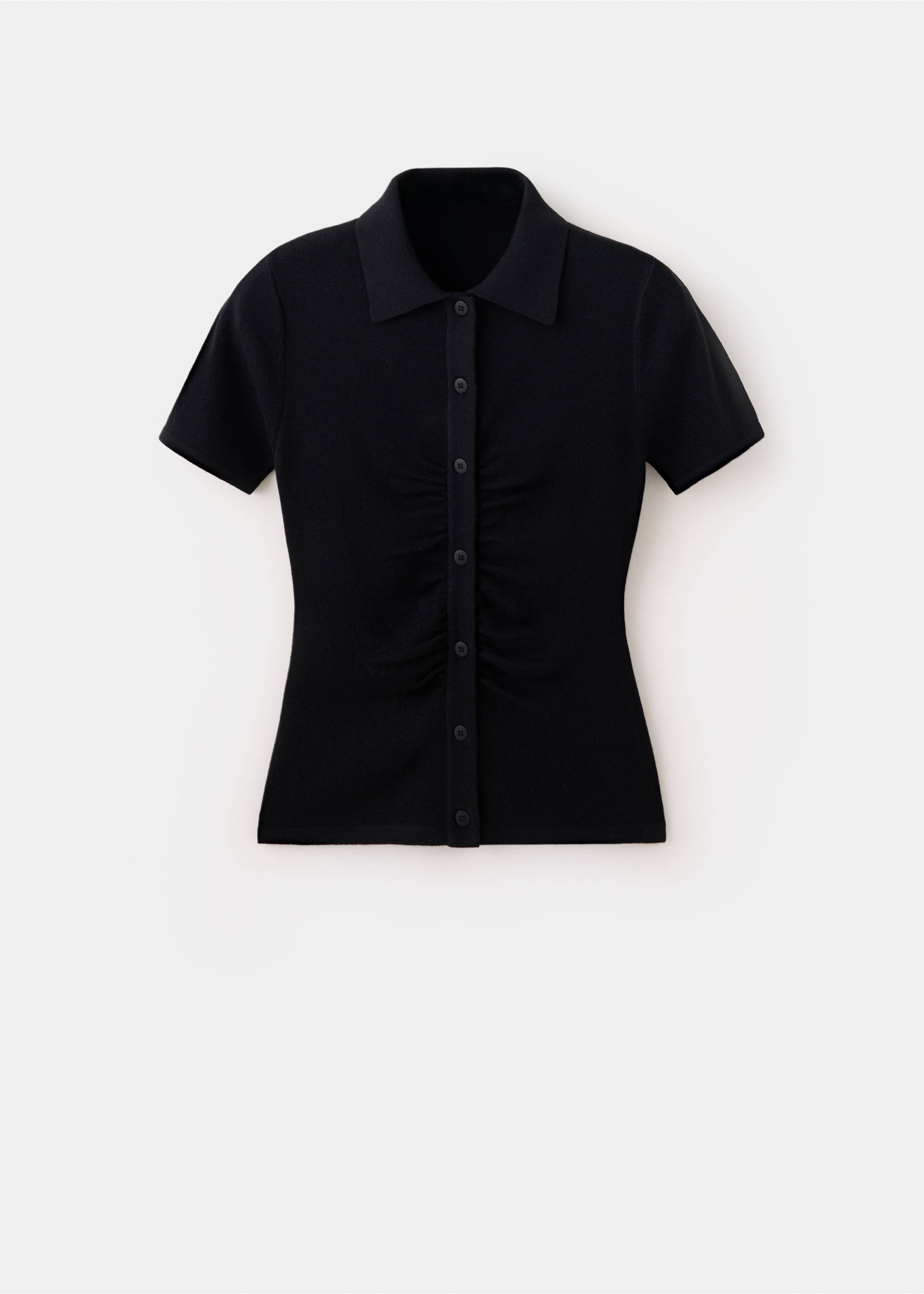 Ribbed polo-neck cardigan - Article without model, Black. Ref: 37084068-00.