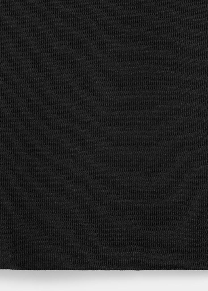 Fine knit V-neck top — Black