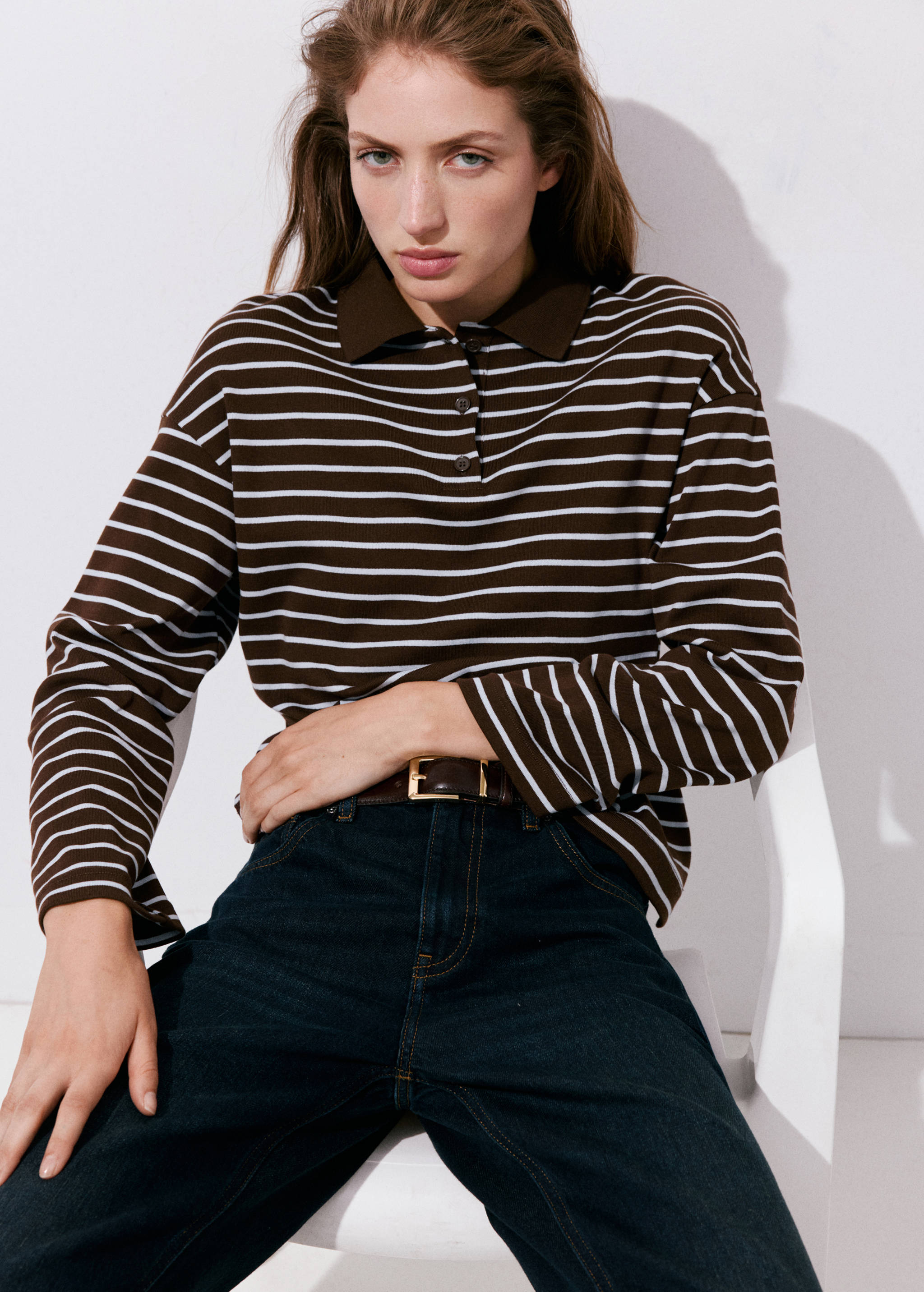 Contrasting stripes cotton polo shirt - Medium plane