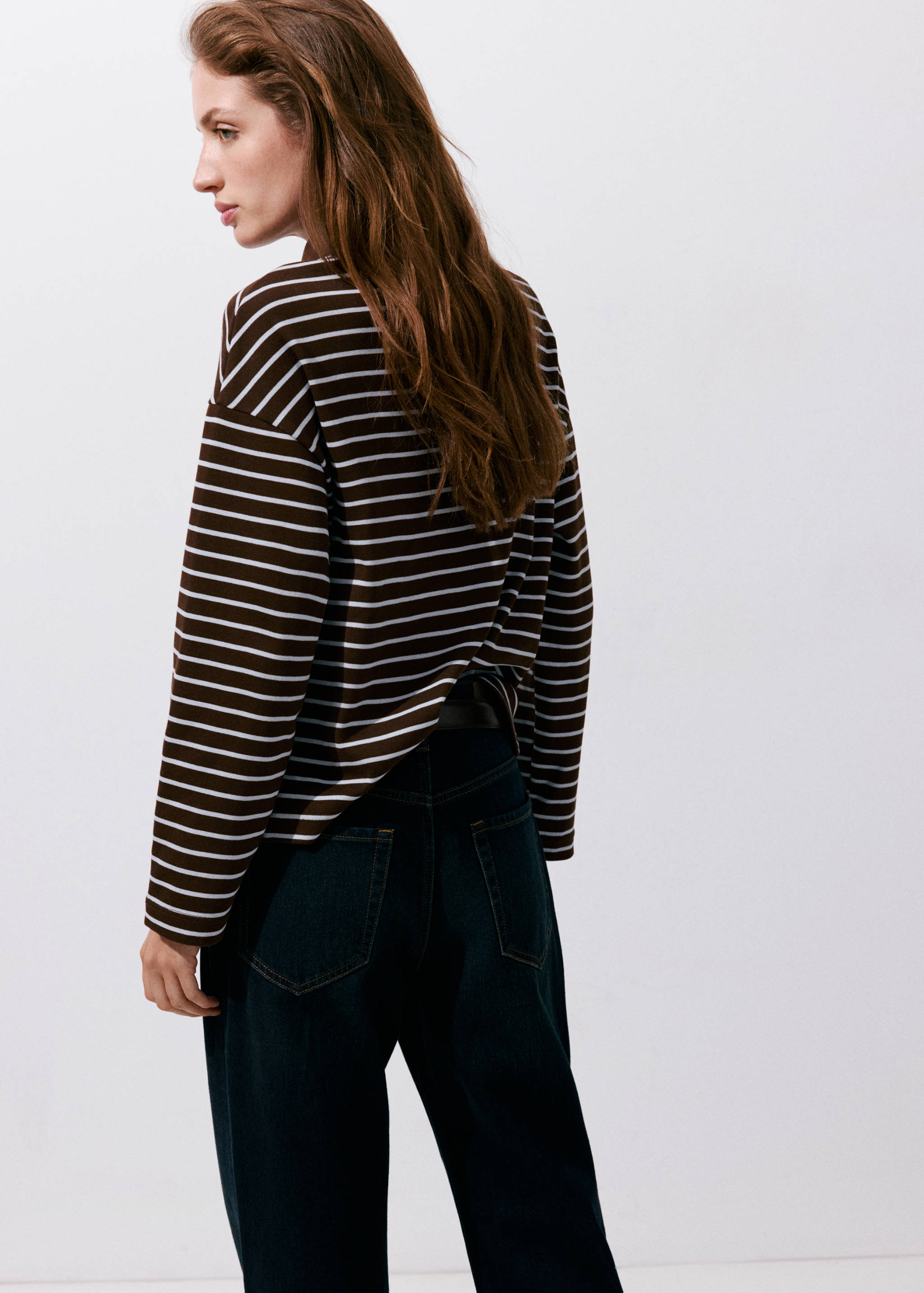 Contrasting stripes cotton polo shirt - Reverse of the article