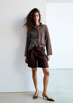 Contrasting stripes cotton polo shirt — Brown 9