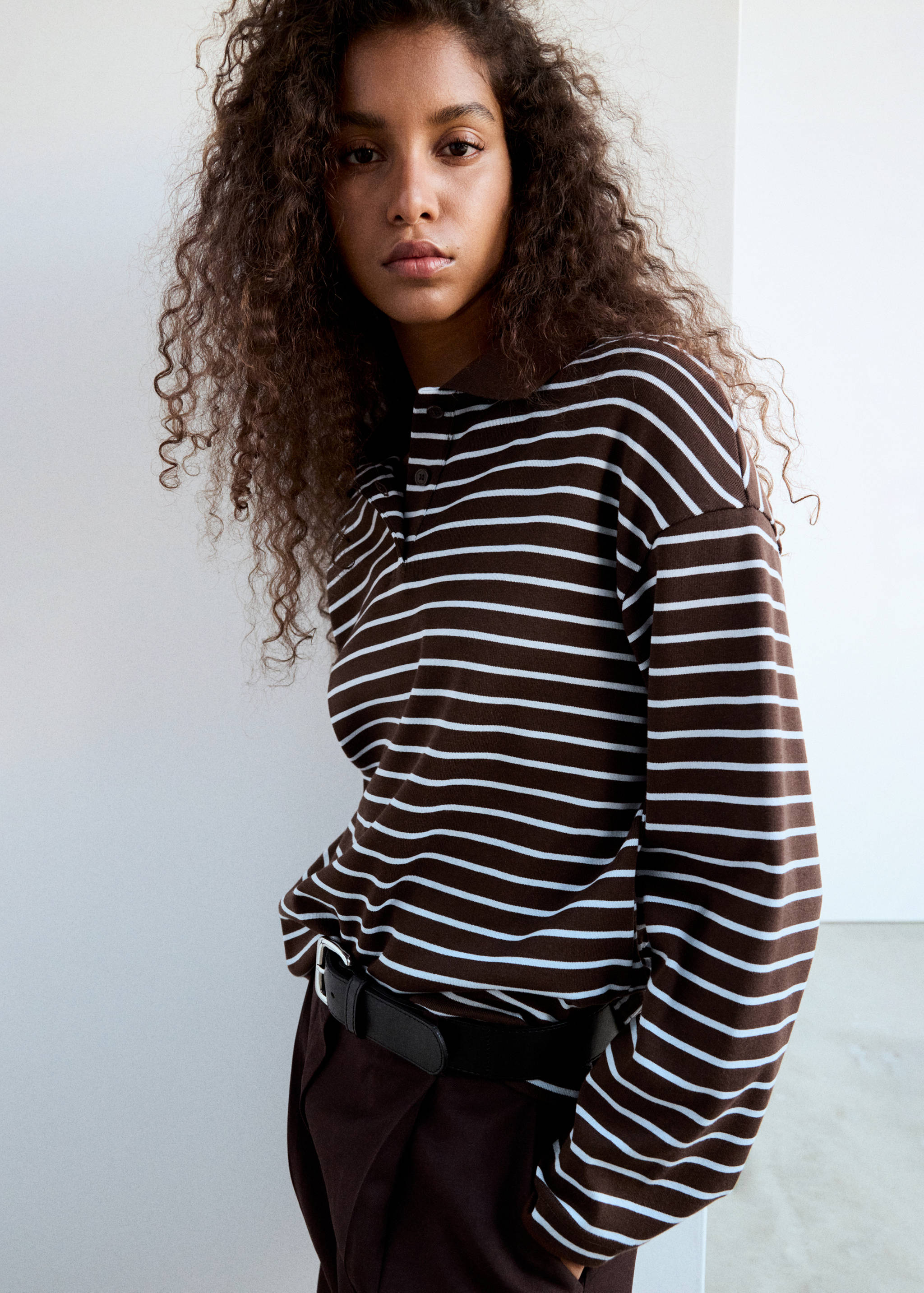 Contrasting stripes cotton polo shirt - Medium plane