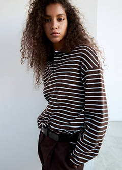 Contrasting stripes cotton polo shirt — Brown 8