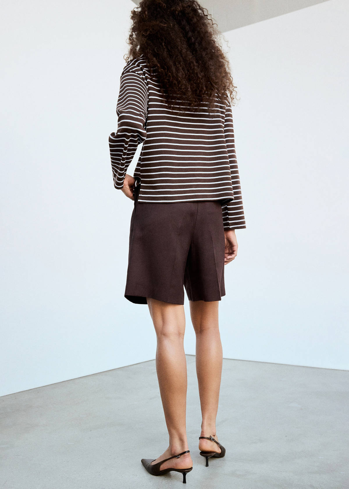 Contrasting stripes cotton polo shirt — Brown