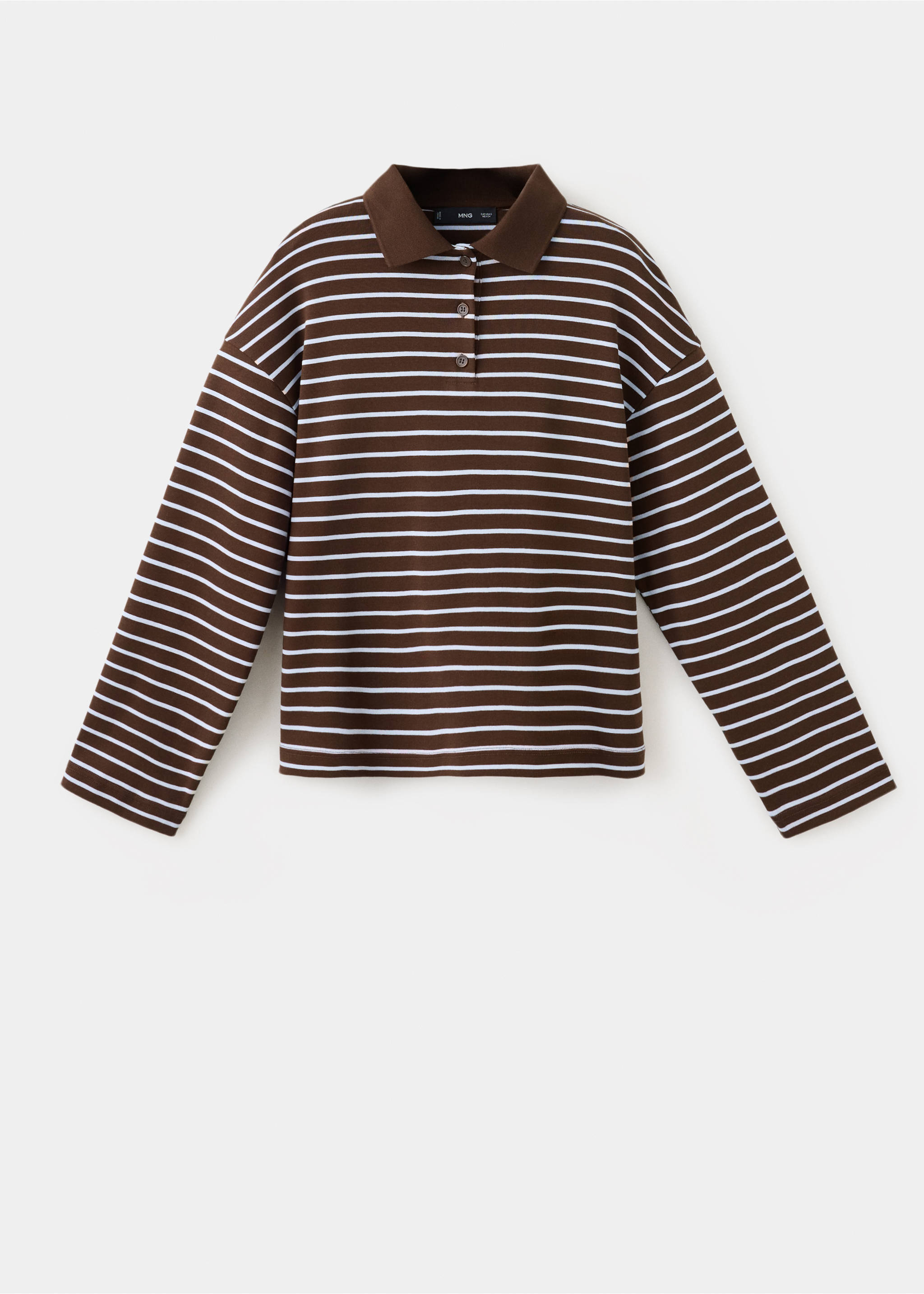 Contrasting stripes cotton polo shirt - Article without model, Brown. Ref: 37084070-00.