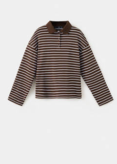 Contrasting stripes cotton polo shirt — Brown 5