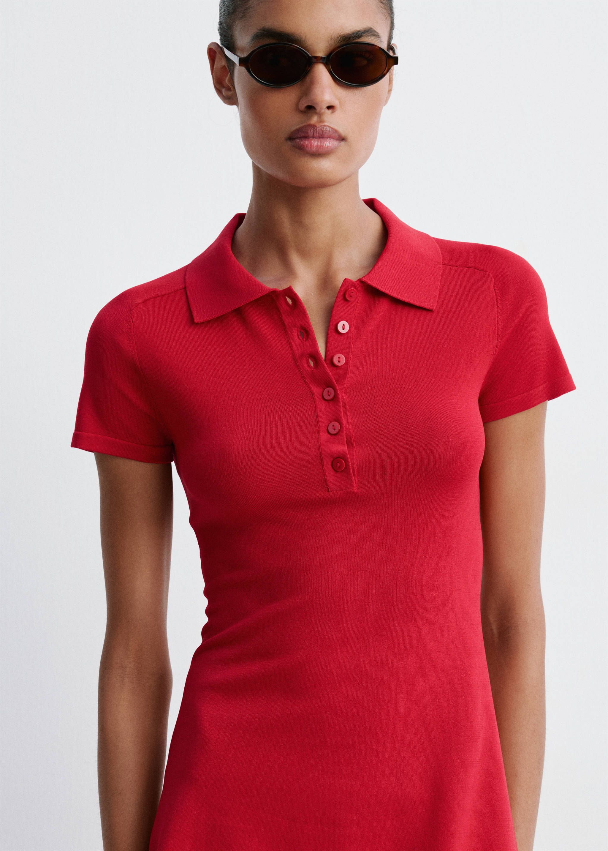 Knitted dress with polo neck - Medium plane