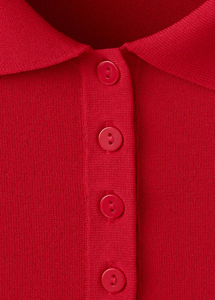 Knitted dress with polo neck — Red