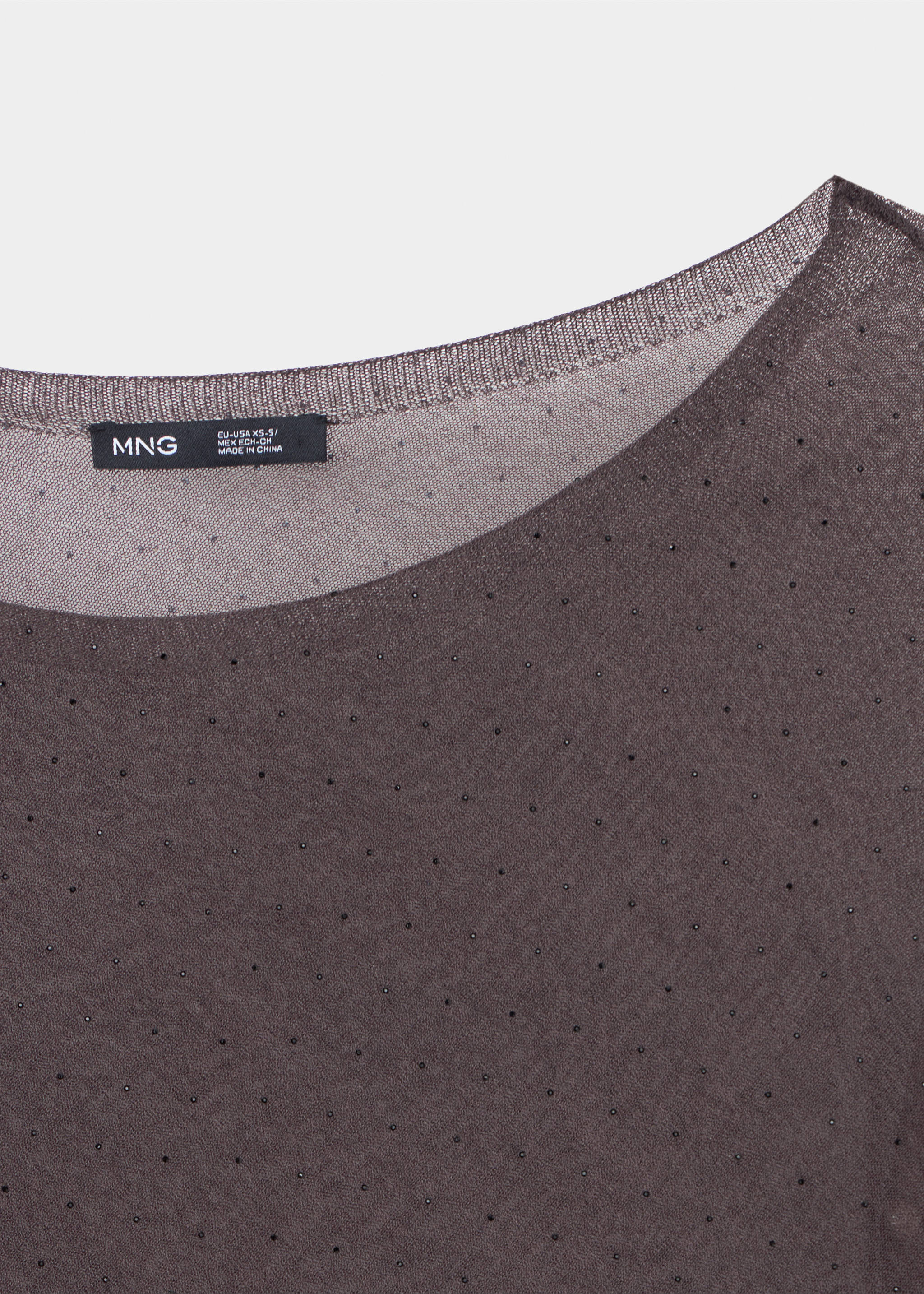 Asymmetric strass cape - Details of the article 8, Charcoal. Ref: 37084073-00.