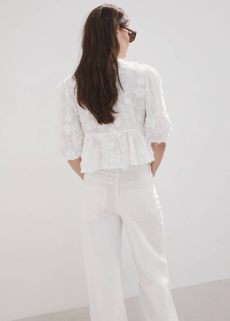 Embroidered puff-sleeve blouse - thumbnail 3