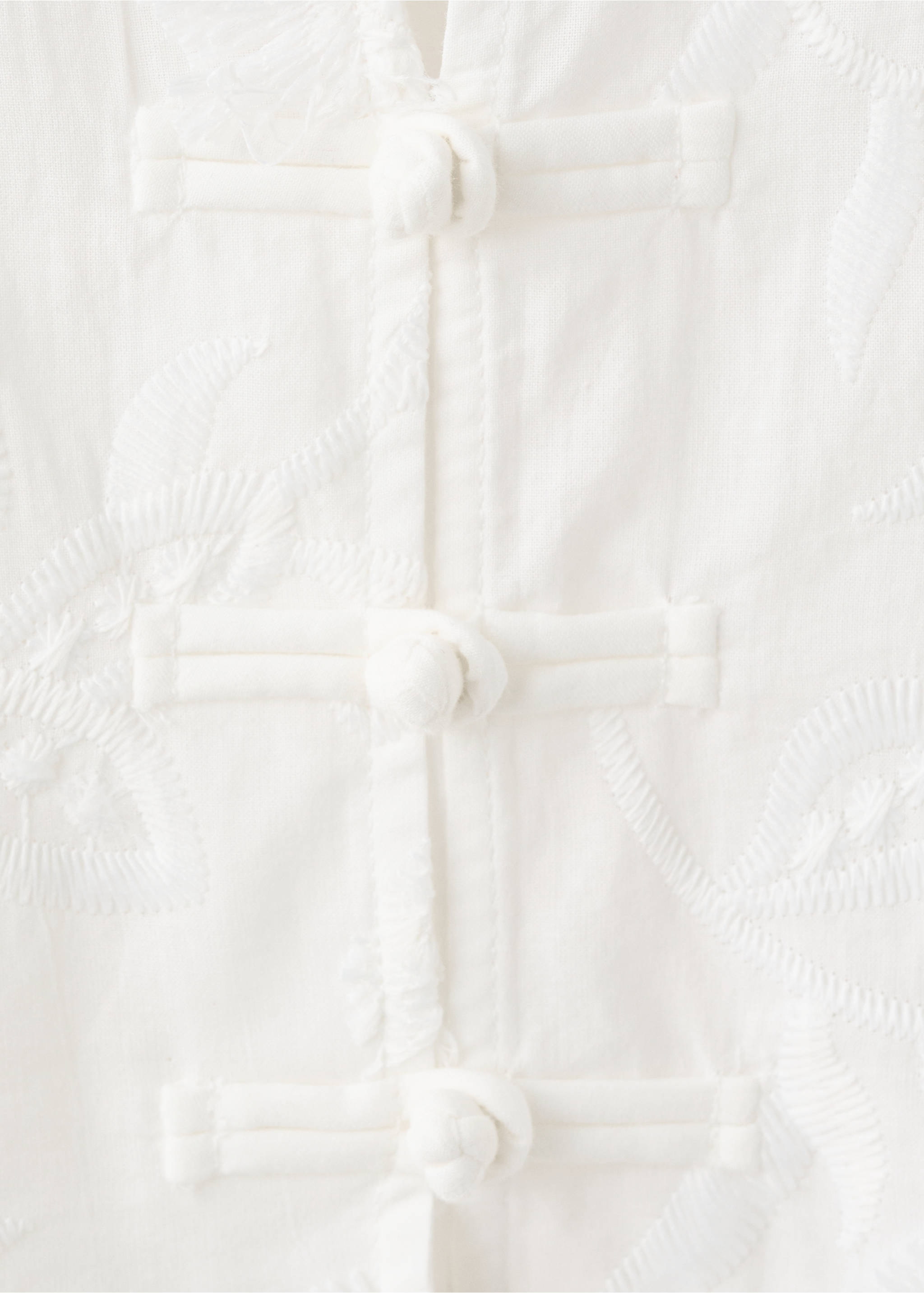 Bestickte Bluse mit Ballonärmel - Detail des Artikels 8, Cremeweiß. Ref: 37084074-00.