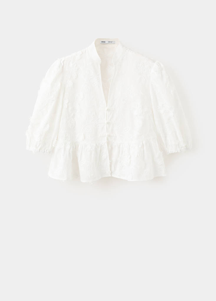 Embroidered puff-sleeve blouse - thumbnail 4
