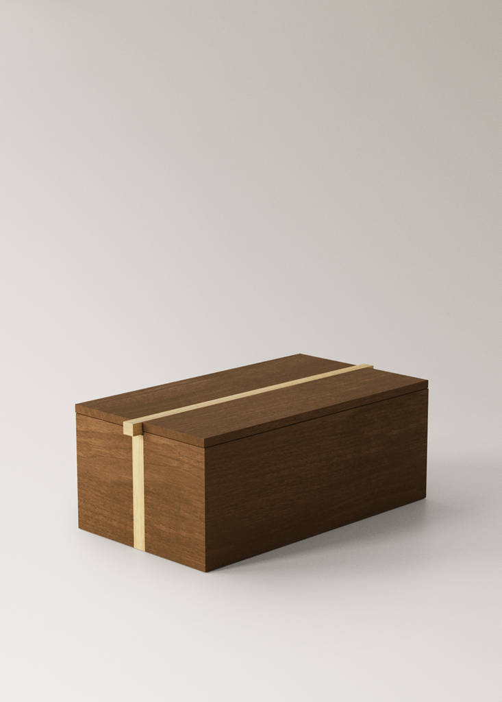 Large bicolour wooden square box — Brown