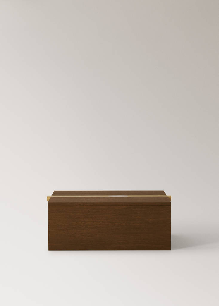 Large bicolour wooden square box — Brown