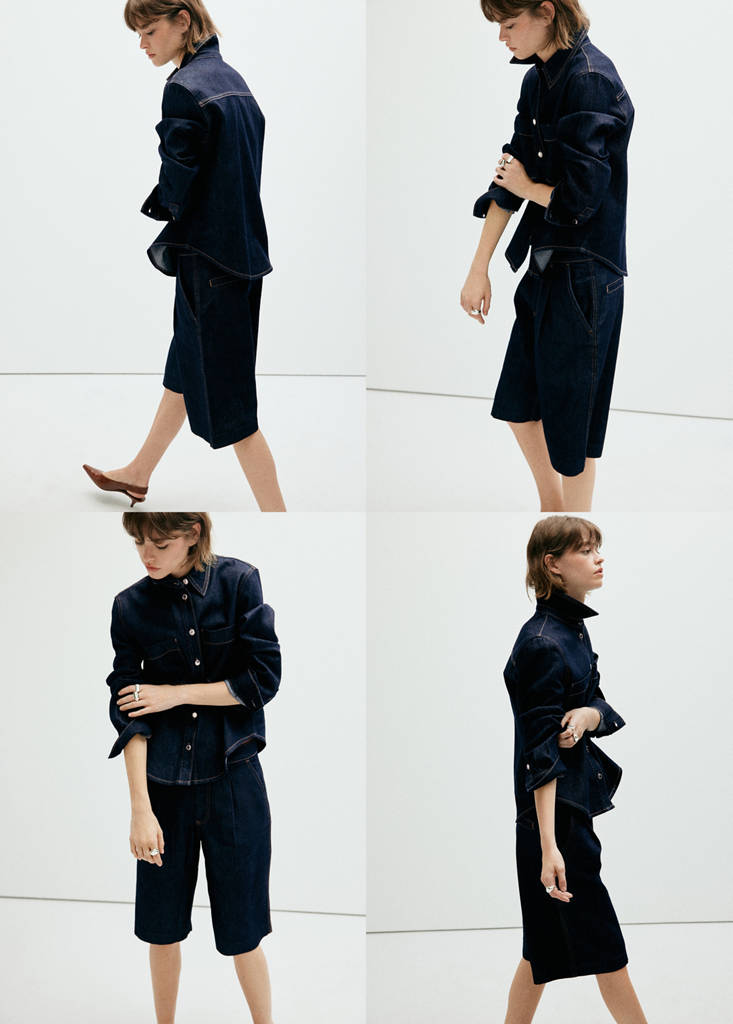 Straight fit pleat bermuda shorts — Open Blue