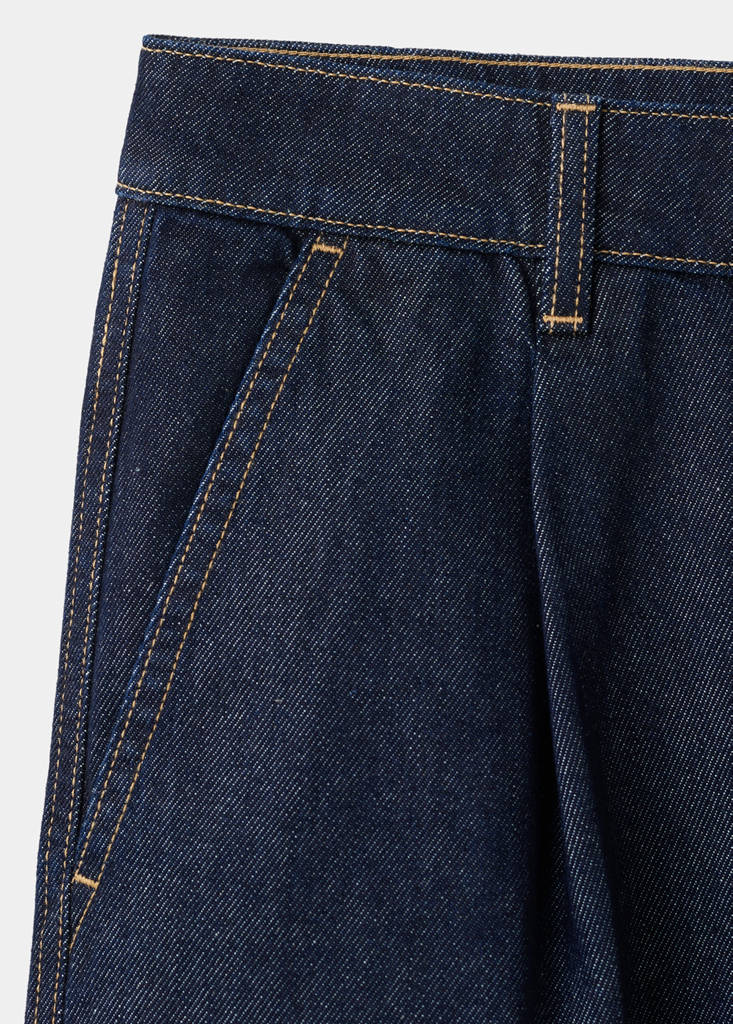 Straight fit pleat bermuda shorts — Open Blue