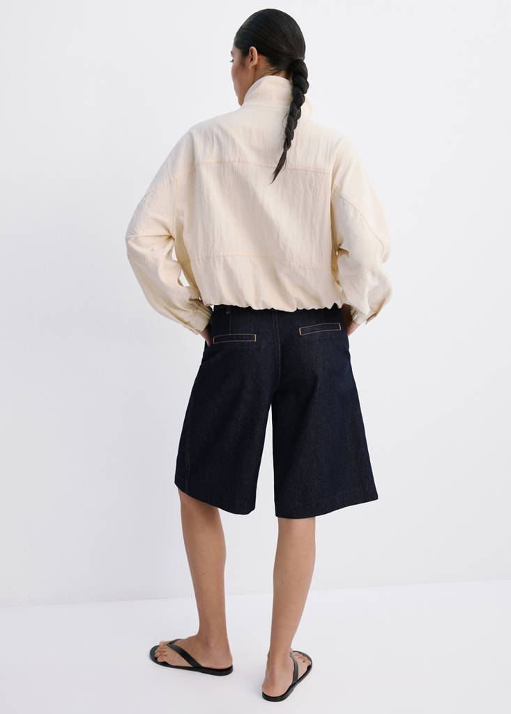 Straight fit pleat bermuda shorts — Open Blue