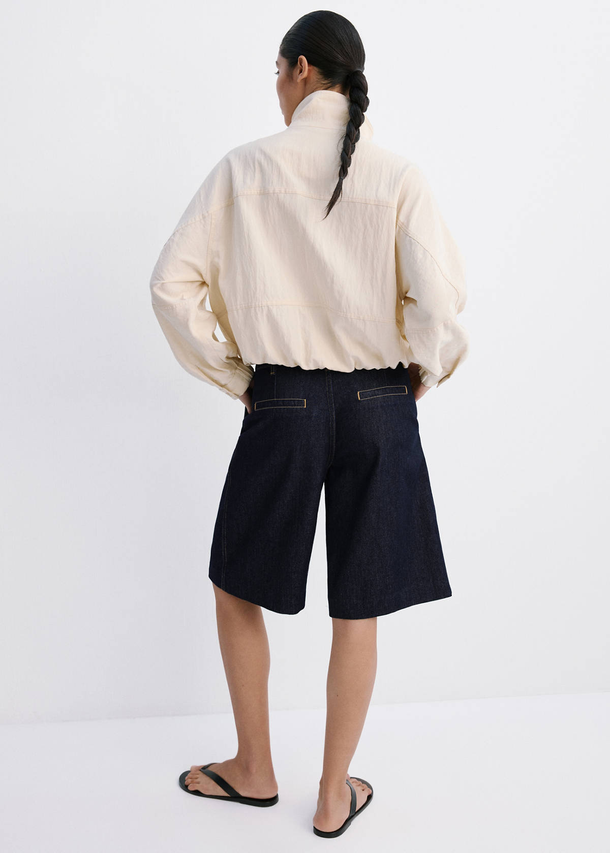 Straight fit pleat bermuda shorts — Open Blue