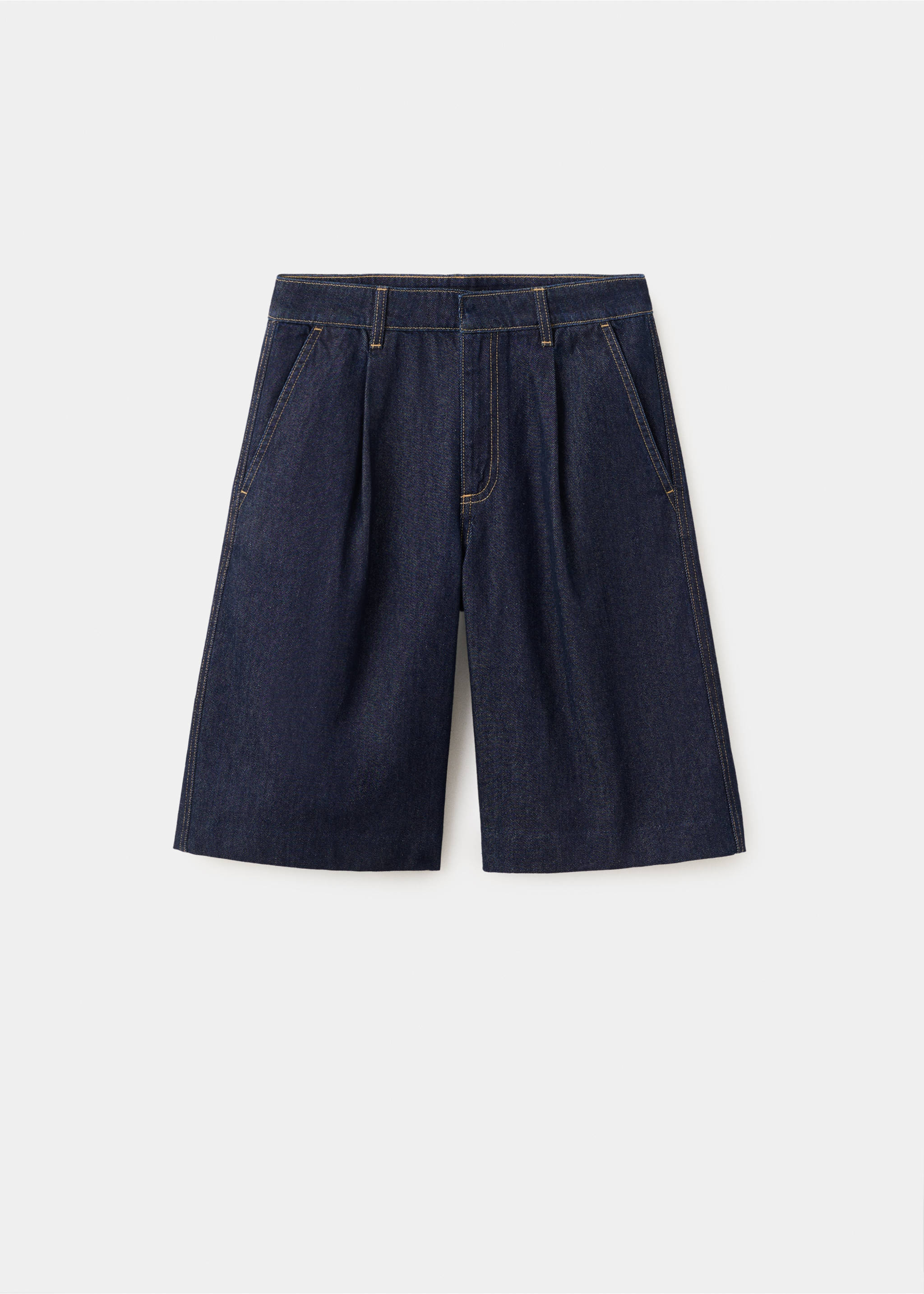 Bermuda straight fit pinces - Article sans modèle, Bleu. Ref: 37084077-00.