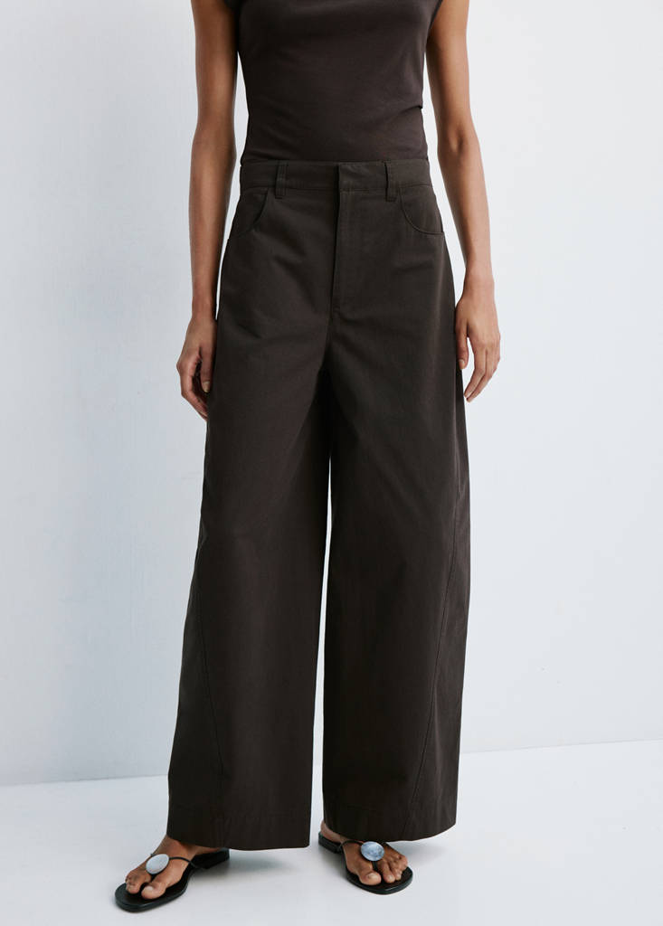 Mid-rise balloon trousers — Chocolate