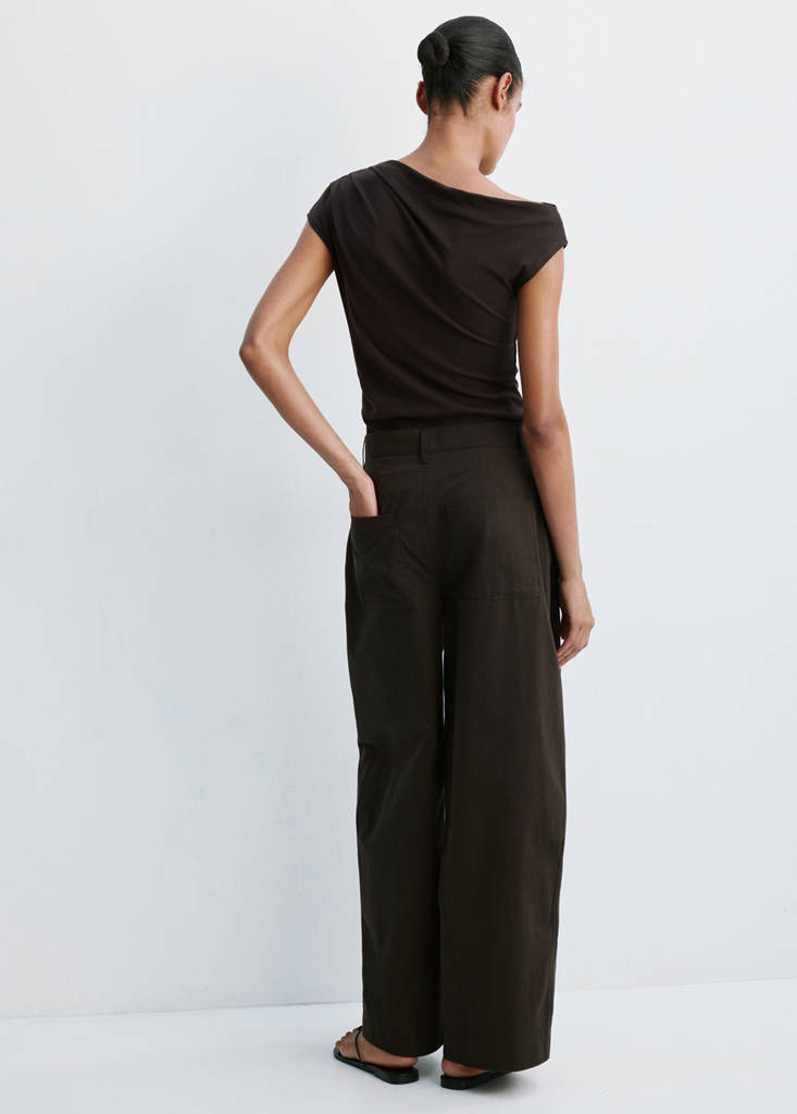 Mid-rise balloon trousers — Chocolate