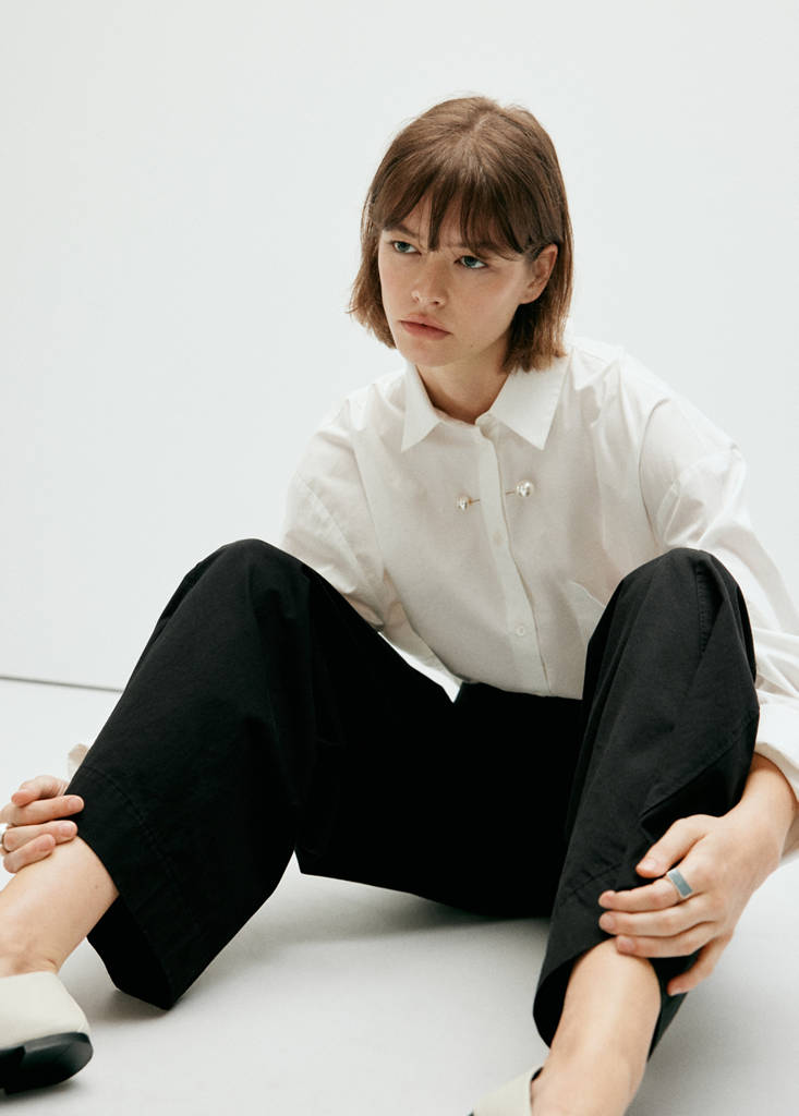 Mid-rise balloon trousers — Black