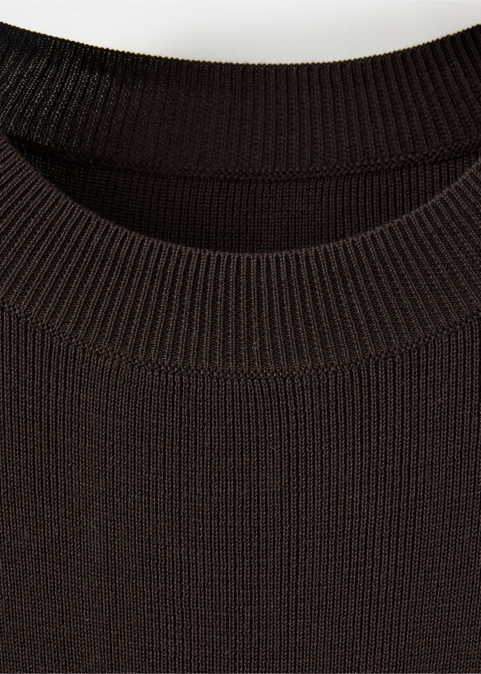 Ribbed knitted A-line dress - Details of the article 0, Chocolate. Ref: 37084079-00.