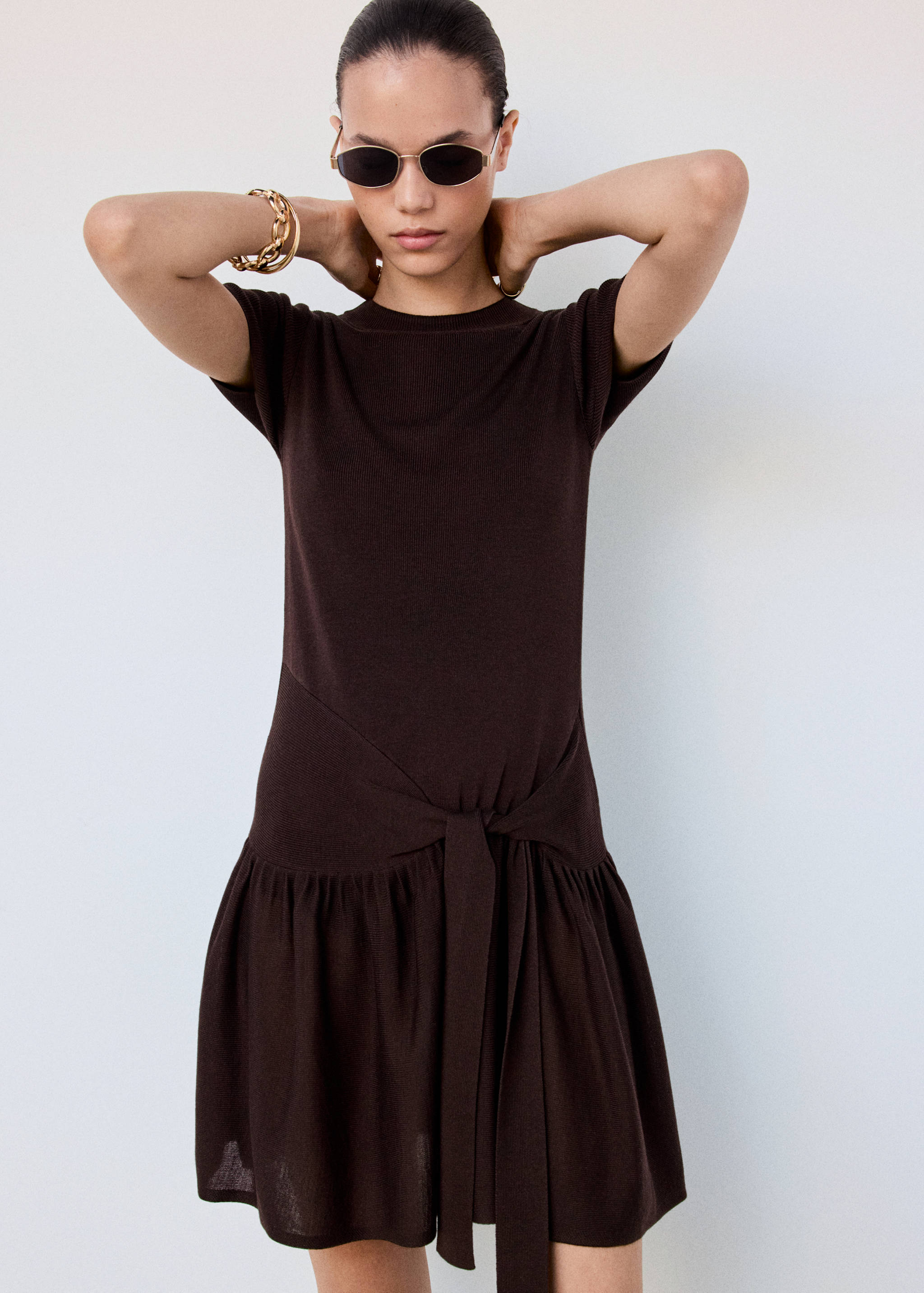 Vestido lyocell canalé lazada - Plano medio