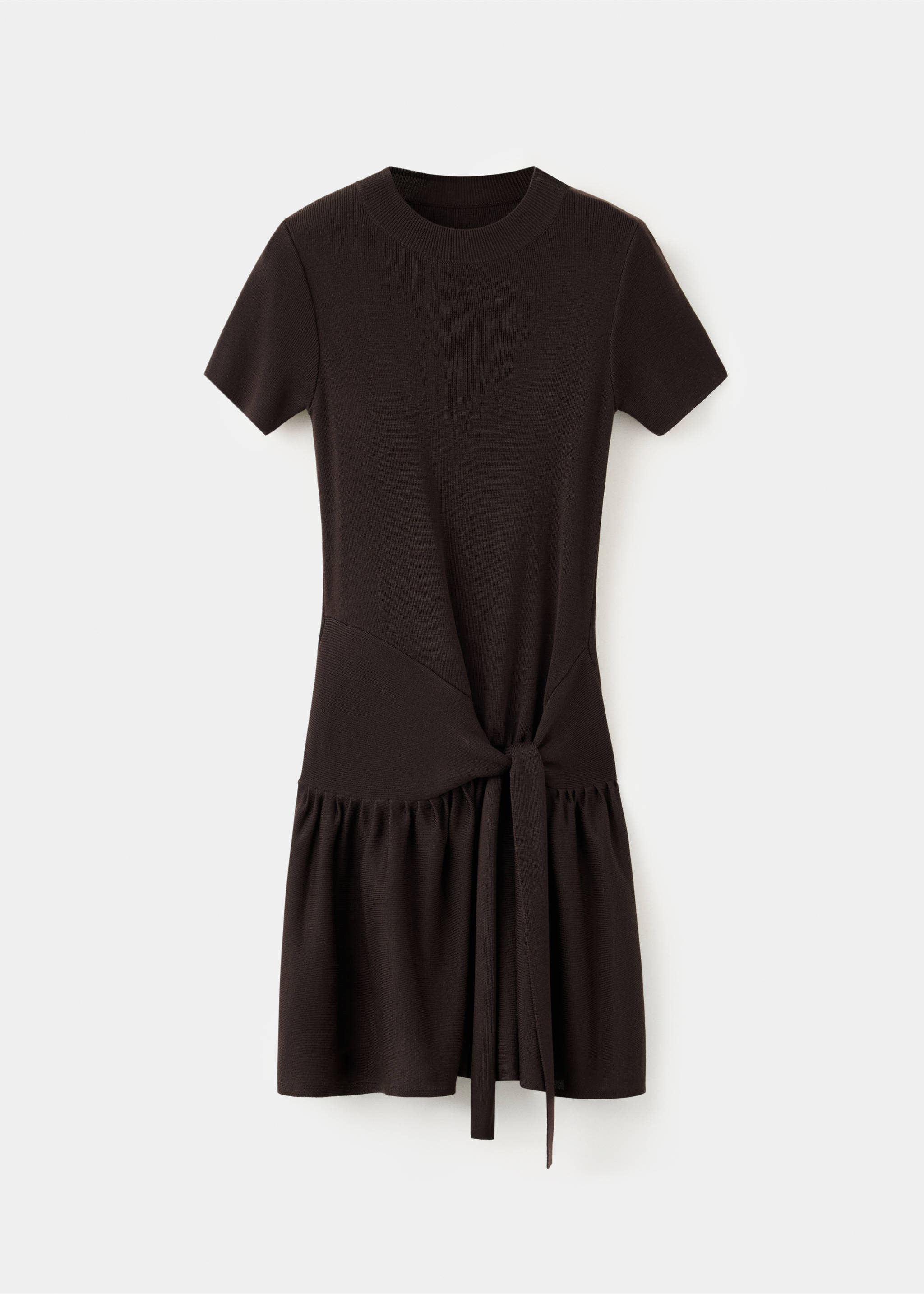 Ribbed knitted A-line dress - Article without model, Chocolate. Ref: 37084079-00.