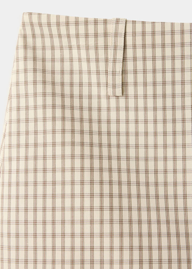 Gingham check cotton skirt — Ecru
