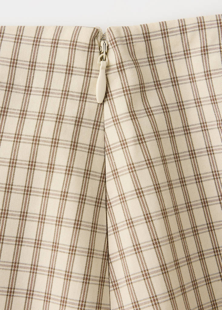 Gingham check cotton skirt — Ecru