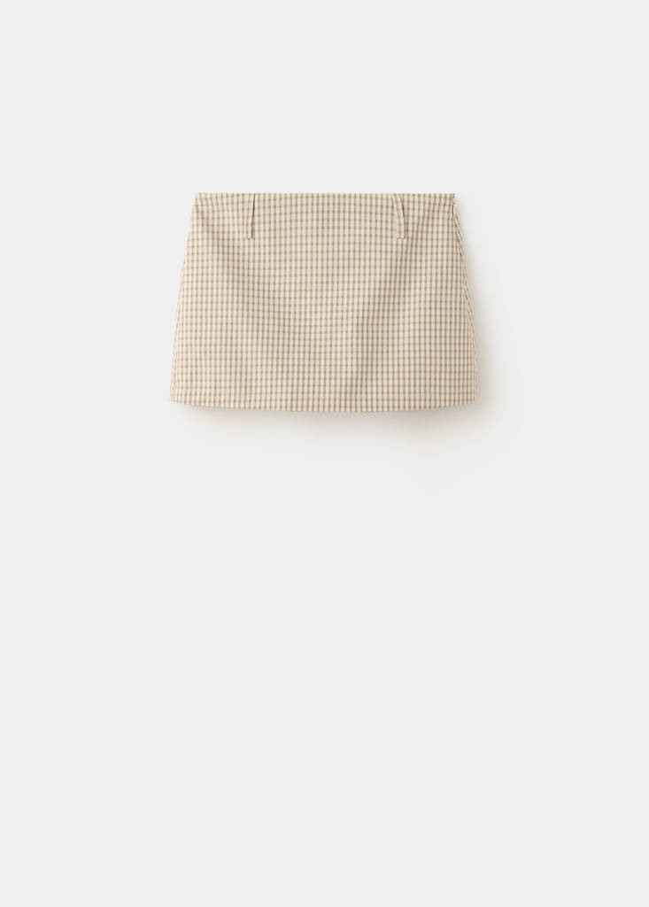 Gingham check cotton skirt — Ecru