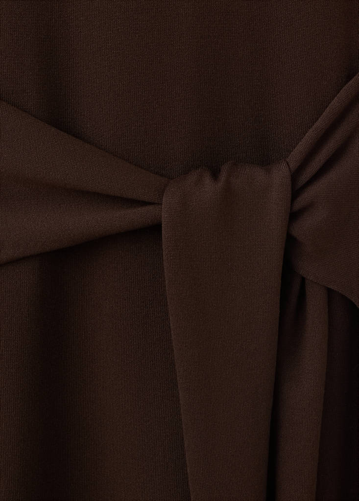 Tie-detail knitted dress — Brown