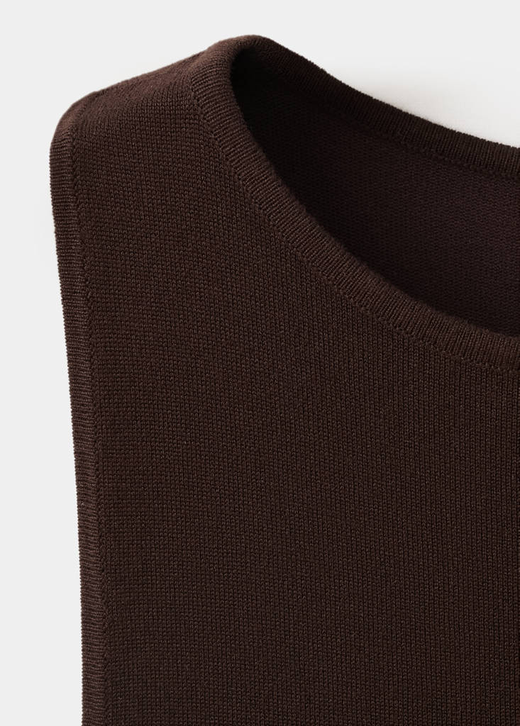 Tie-detail knitted dress — Brown