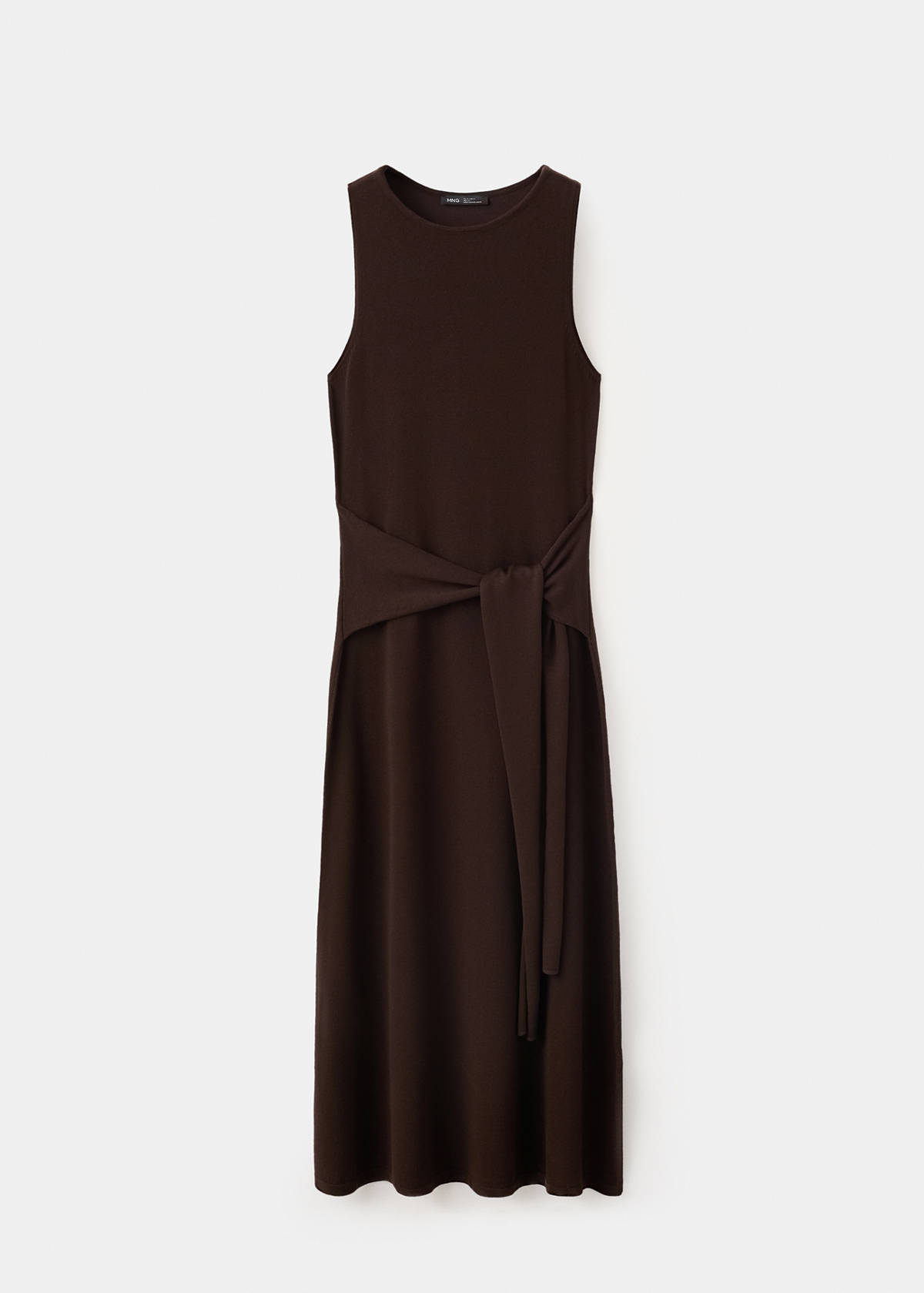Tie-detail knitted dress — Brown