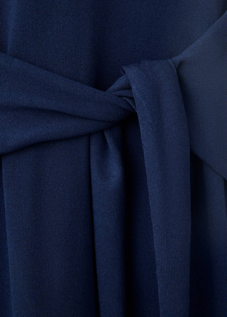 Tie-detail knitted dress — Navy