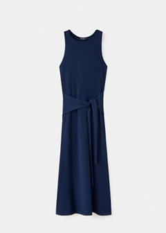 Tie-detail knitted dress — Navy 5