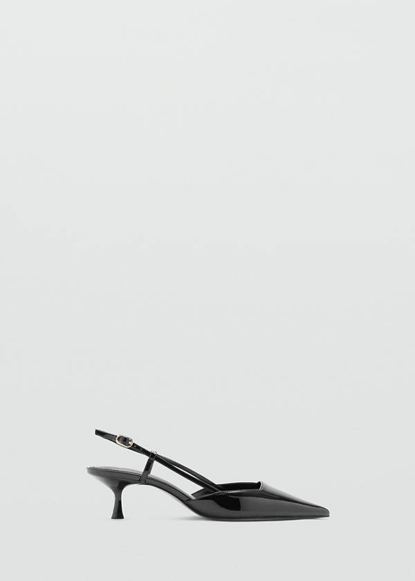Patent leather pointed toe court shoe — Black