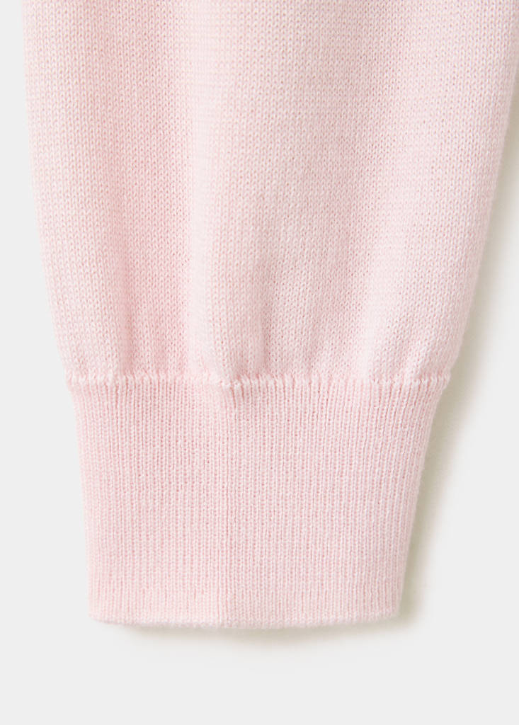 Lace detail knitted cardigan — Pastel Pink