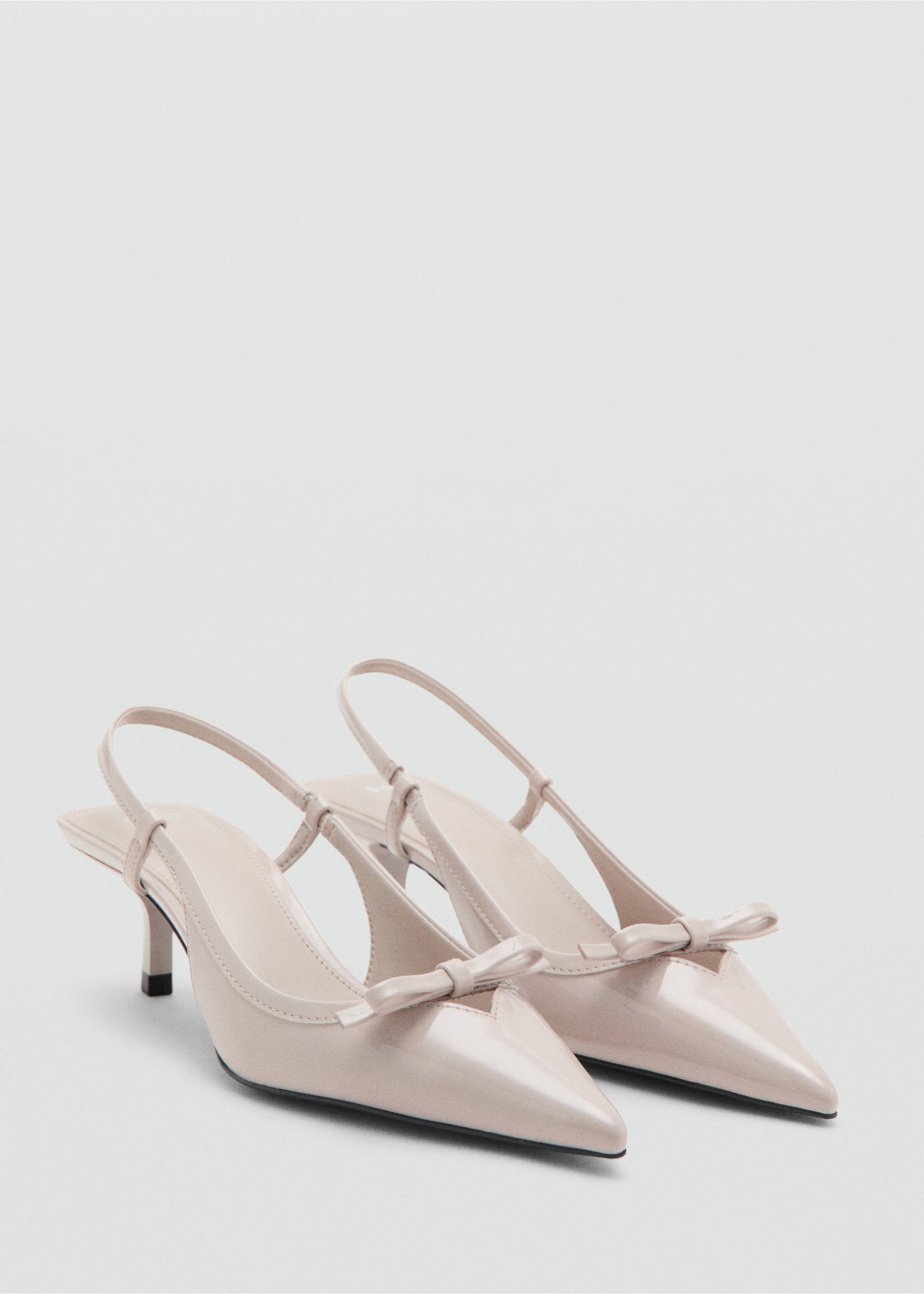 High-heeled shoes with pointed toe and bow - Medium plane, Ecru. Ref: 37084087-00.
