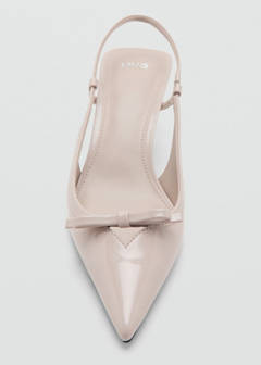 High-heeled shoes with pointed toe and bow — Ecru 5
