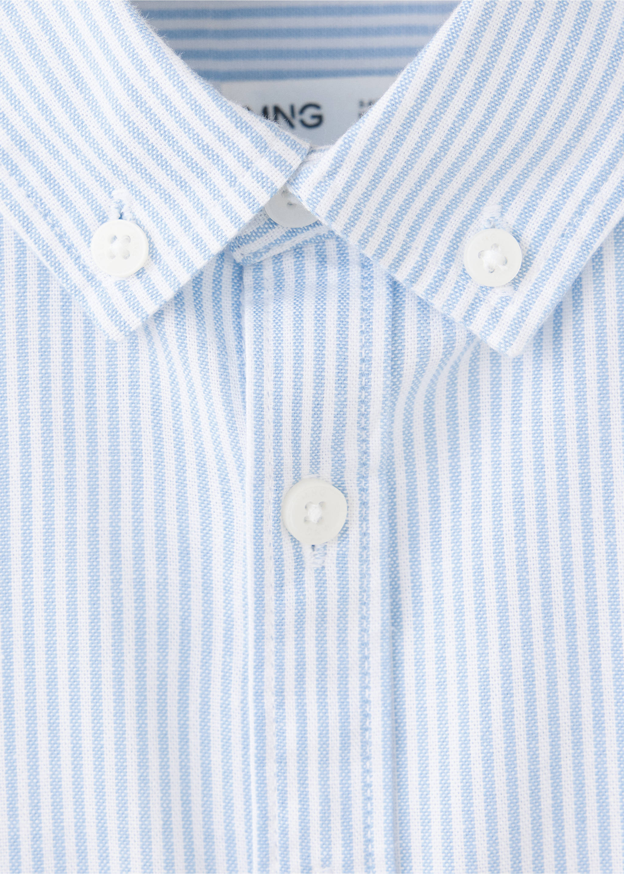 Chemise Oxford coton à rayures - Détail de l'article 8, Bleu ciel. Ref: 37084088-00.