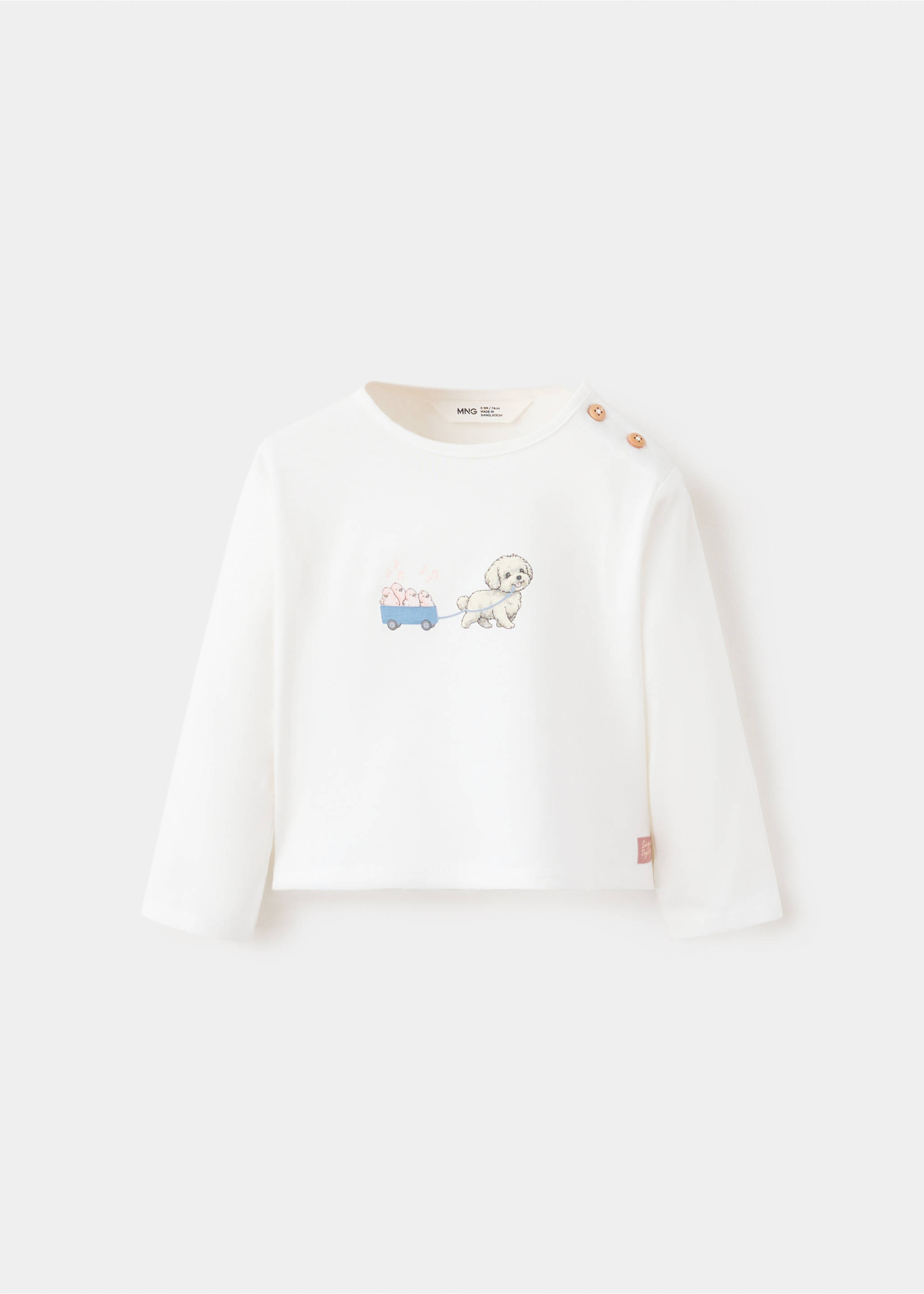 Cotton T-shirt with print detail - Article without model, Off White. Ref: 37084093-00.