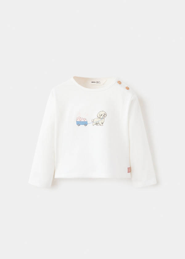 Cotton T-shirt with print detail — Off White