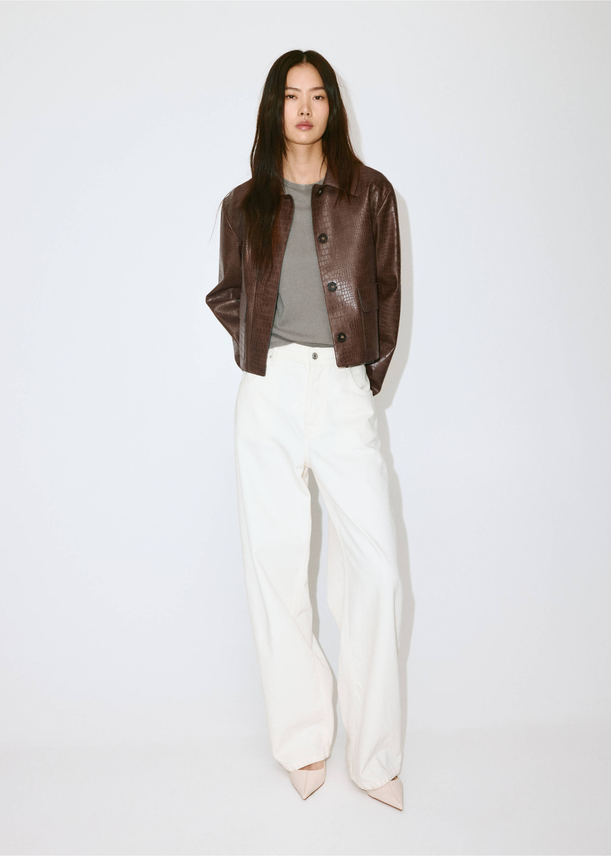 Crocodile-effect jacket - General plane, Medium Brown. Ref: 37084095-00.
