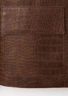 Croc-effect faux leather jacket — Medium Brown 9