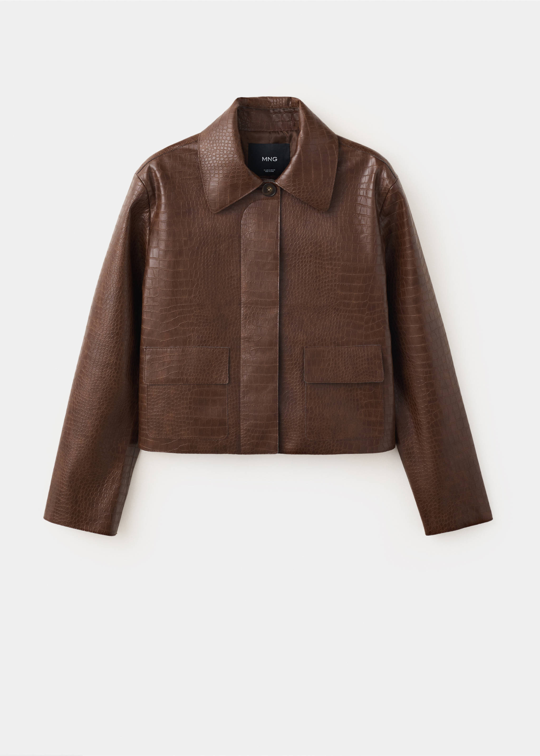 Crocodile-effect jacket - Article without model, Medium Brown. Ref: 37084095-00.