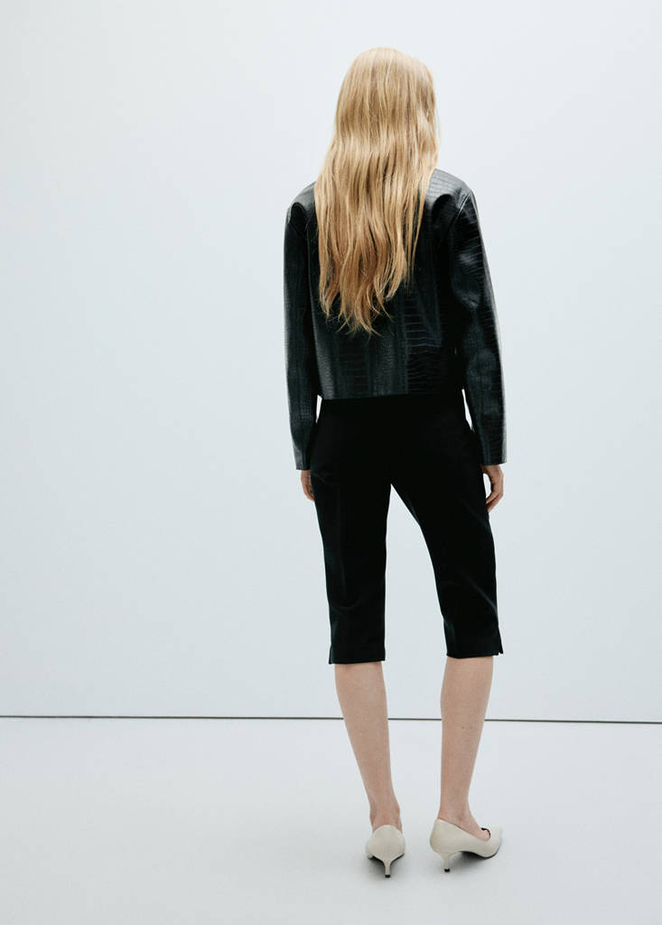 Croc-effect faux leather jacket - thumbnail 3