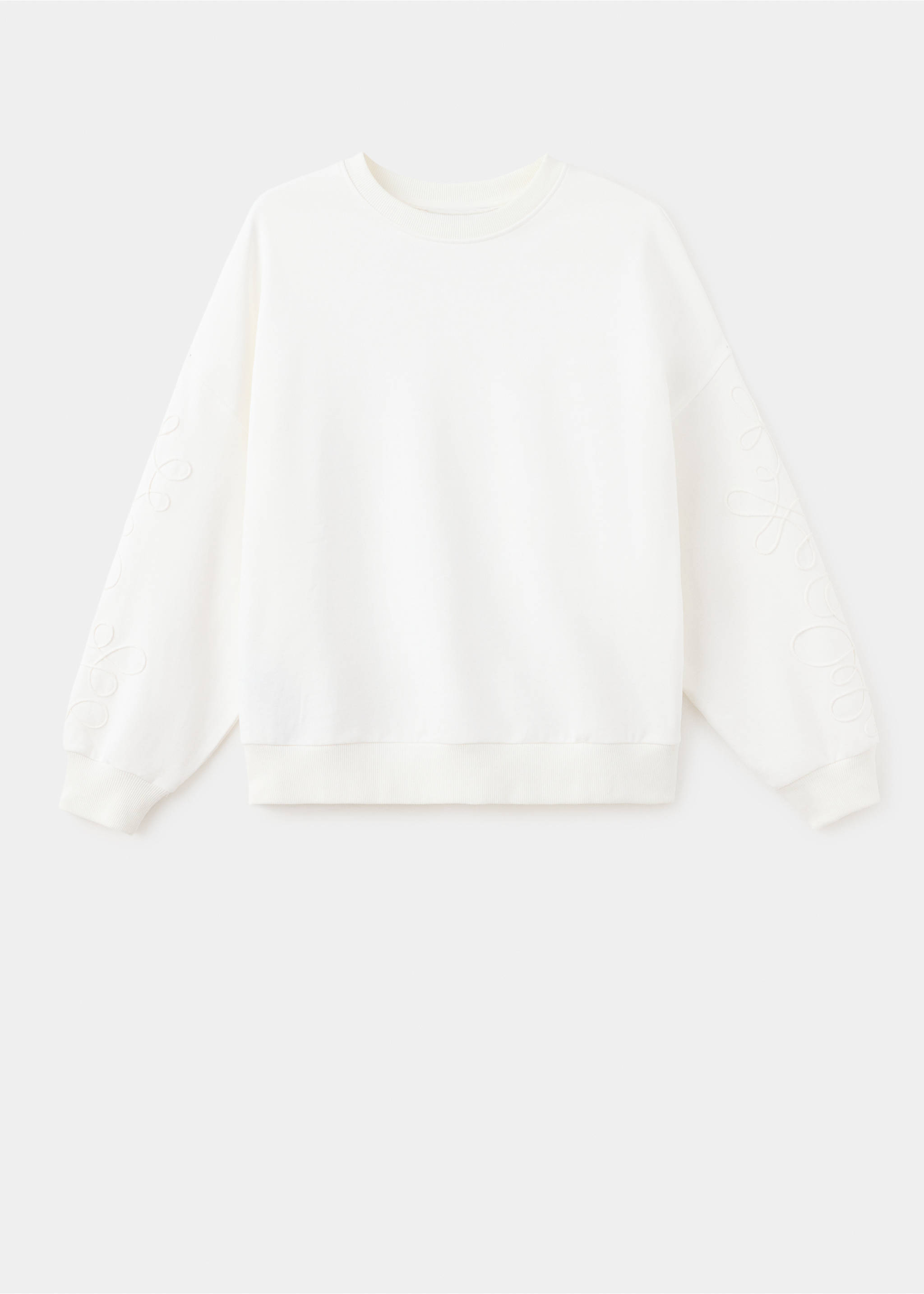 Sweatshirt com detalhes bordados nas mangas - Artigo sem modelo, Branco-pérola. Ref: 37084097-00.